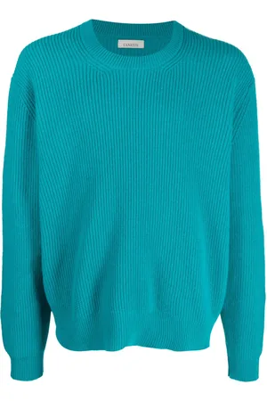 LANEUS Cew-neck ribbed-knit jumper