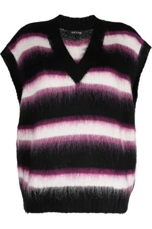 tout a coup Striped brushed-effect V-neck vest
