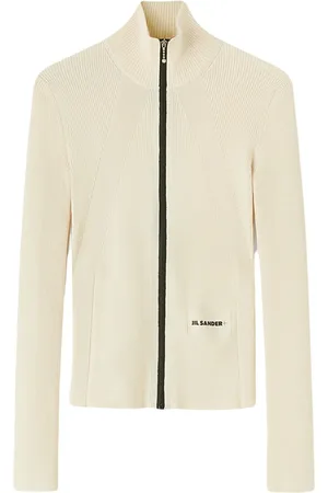 Jil Sander Logo-embroidered ribbed-knit cardigan