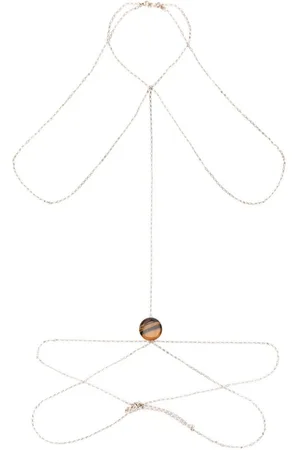 Chloé Stone-pendant brass body chain