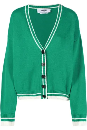 Msgm Striped-edge knitted cardigan