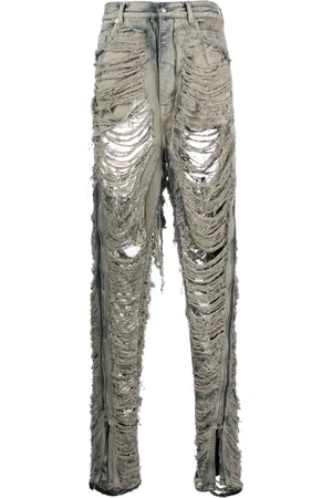 Rick Owens Distressed-finish slim-cut jeans