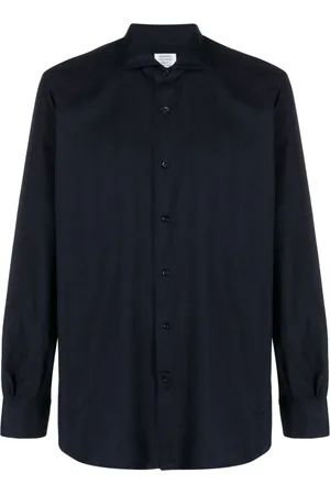 MAZZARELLI Cutaway-collar cotton-blend shirt