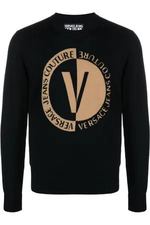 VERSACE Intarsia-knit logo wool jumper