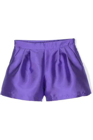 DOUUOD KIDS Satin pleated mini shorts