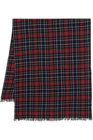 YOHJI YAMAMOTO Checked frayed wool scarf