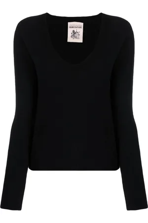 SEMICOUTURE Brushed U-neck knitted top