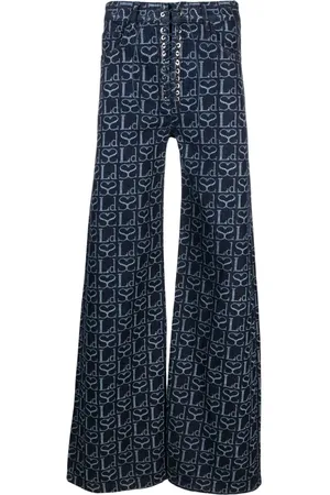 Ludovic De Saint Sernin Monogram-print lace-up jeans