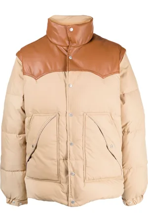 FIVE CM Colour-block press-stud quilted down jacket