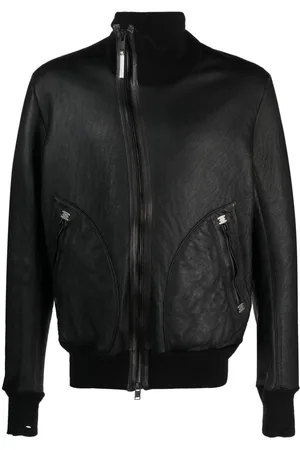 ISAAC SELLAM EXPERIENCE Off-centre leather bomber jacket