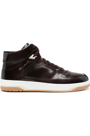 santoni Logo-print high-shine finish sneakers