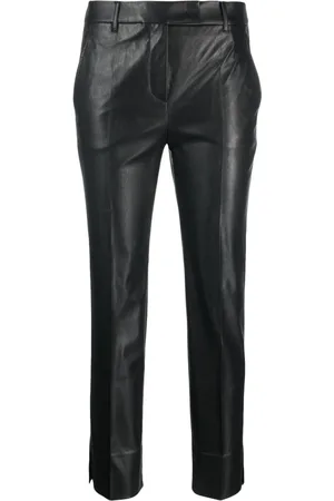 Incotex Slim-cut faux-leather trousers