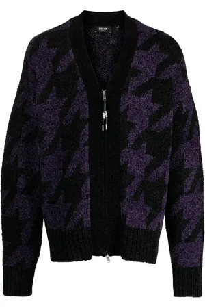 FIVE CM Houndstooth pattern V-neck cardigan