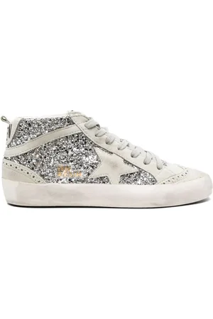 Golden Goose Mid-Star glitter-detail leather sneakers