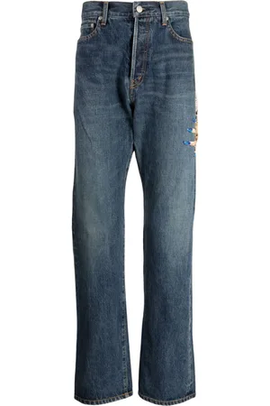 UNDERCOVER Bead-embellished straight-leg jeans