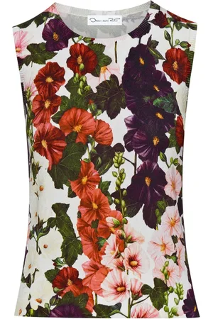 Oscar de la Renta Hollyhocks floral-print tank top