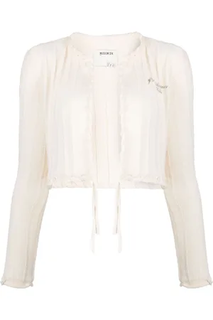 Musium Div. Logo-embroidered ribbed cardigan