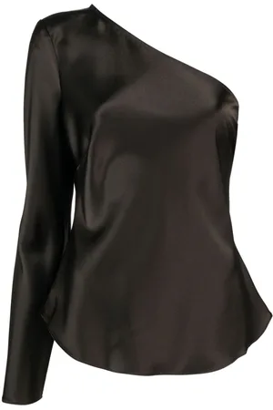Ralph Lauren Satin-finish one-shoulder blouse