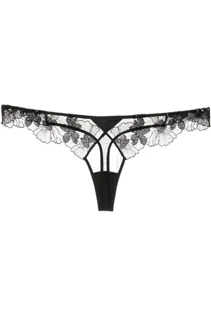 FLEUR DU MAL Sequin Violet floral-lace thong