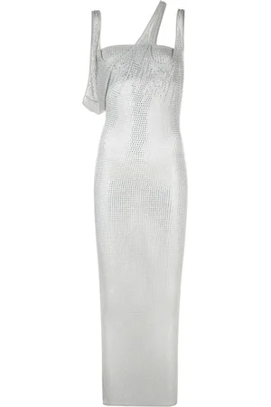 The Attico Crystal-embellished semi-sheer dress