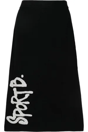 AGNÈS B. Intarsia-knit logo high-waisted skirt