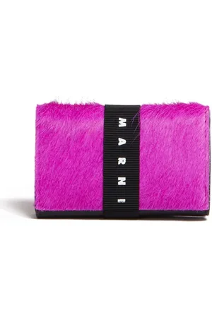 Marni Logo-strap brushed-effect wallet