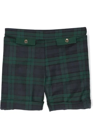 LA STUPENDERIA Elasticated-waist plaid check-print shorts