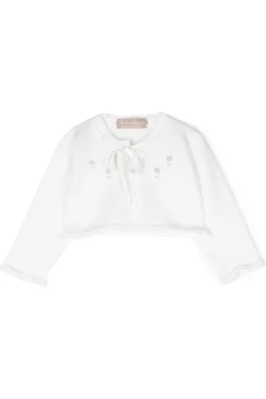 LA STUPENDERIA Floral-embroidered ribbed-knit jacket
