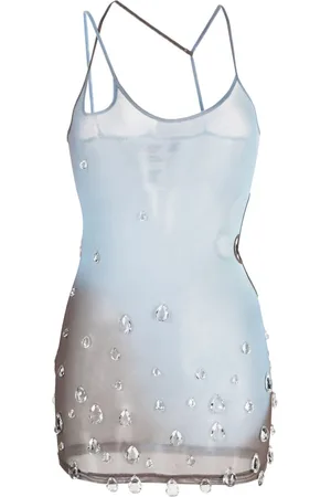 GCDS Sita crystal-drop tulle minidress