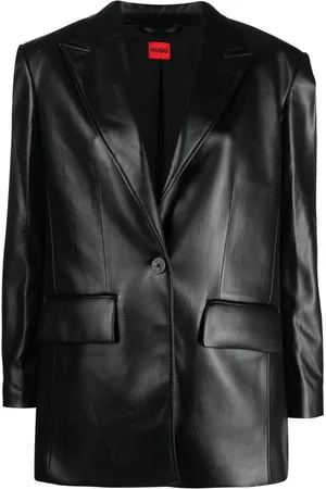 HUGO BOSS Logo-debossed single-breasted blazer