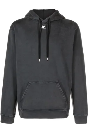 Courrèges Logo-embroidered stonewashed hoodie