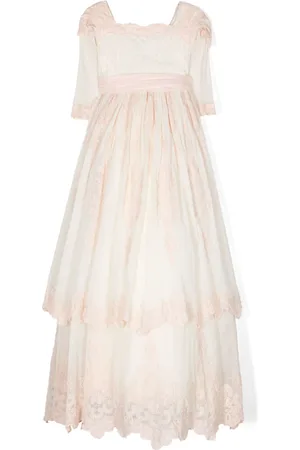 Manuela Macías Flower-detailing V-neck dress
