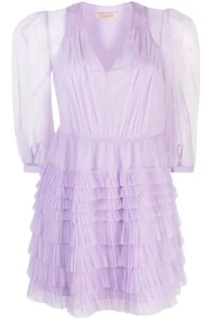 Twin-Set Tulle-overlay ruffled minidress