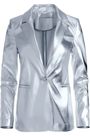ALICE+OLIVIA Macey metallic vegan leather blazer