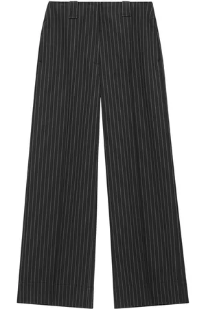 Ganni Pinstripe-pattern wide-leg trousers