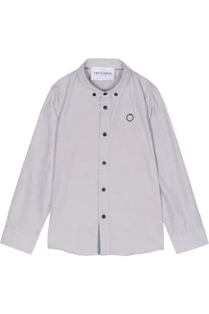 Trussardi Logo-embroidered mélange-effect shirt