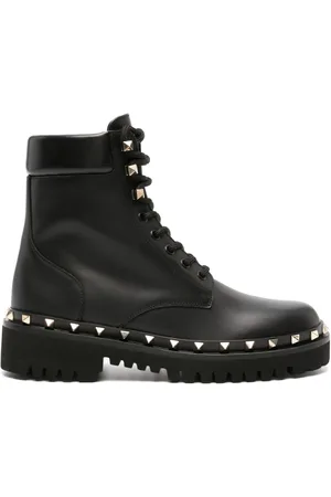 VALENTINO GARAVANI Rockstud leather combat boots