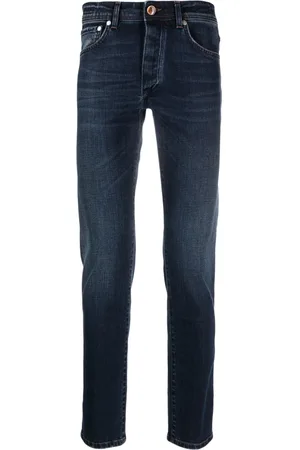 BARBA Logo-patch slim-cut jeans