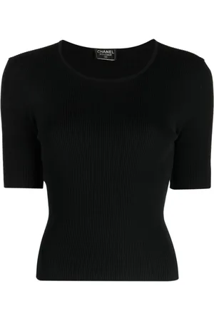 CHANEL 2010s short-sleeve ribbed knit top