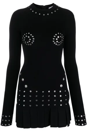 OFF-WHITE Eyelet-embellished pleated minidress