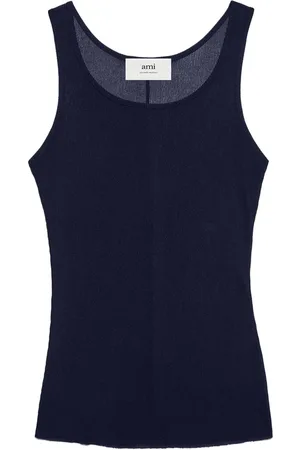 Ami Semi-sheer round-neck tank top