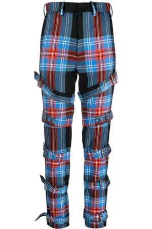 Charles Jeffrey Loverboy Tartan buckled straight-leg trousers