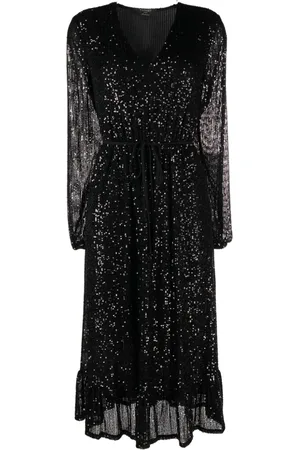 Twin-Set Sequin-embellished fine-ribbed midi dress