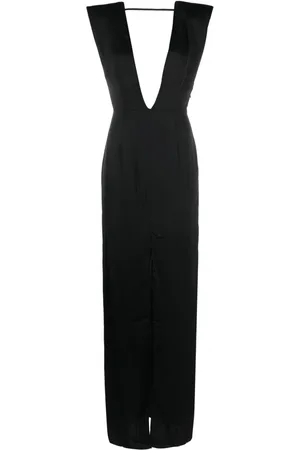 MAISON CLOSE V-neck satin-weave dress