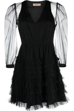 Twin-Set Ruffled semi-sheer minidress