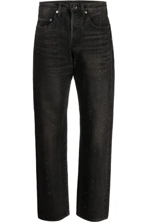 UNDERCOVER Rhinestone-embellished high-rise straight-leg jeans