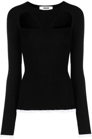 Msgm Logo-intarsia cut-out jumper