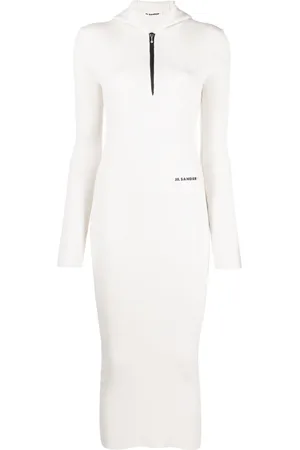 Jil Sander Ribbed-knit hooded midi dress