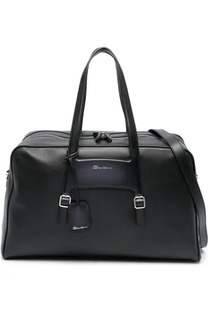 santoni Logo-print leather holdall