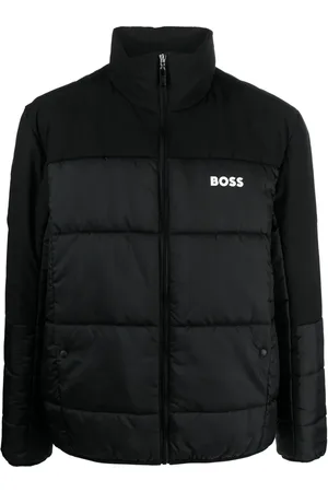 HUGO BOSS Logo-print panelled padded jacket